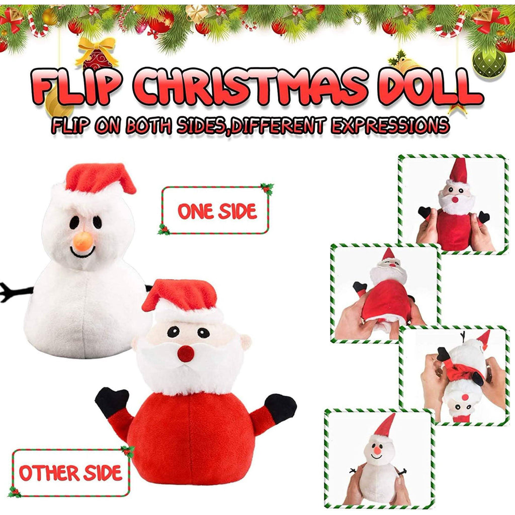 Peluche Père Noël Bonhomme de Neige Jouet Double Face Noël Père Noël Cadeau Enfant