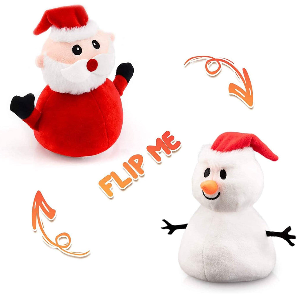 Peluche Père Noël Bonhomme de Neige Jouet Double Face Noël Père Noël Cadeau Enfant
