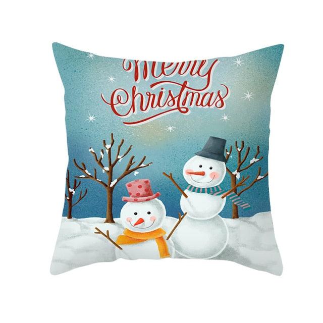 Taie d'oreiller Père Noël Bonne Année 2022 Cadeaux de Noël Décoration de Noël 1PCS Housse de Coussin Canapé Décoratif Père Noël Housse de Coussin Noël en Coton Lin Carré Housses de Coussin pour la Maison 45x45CM