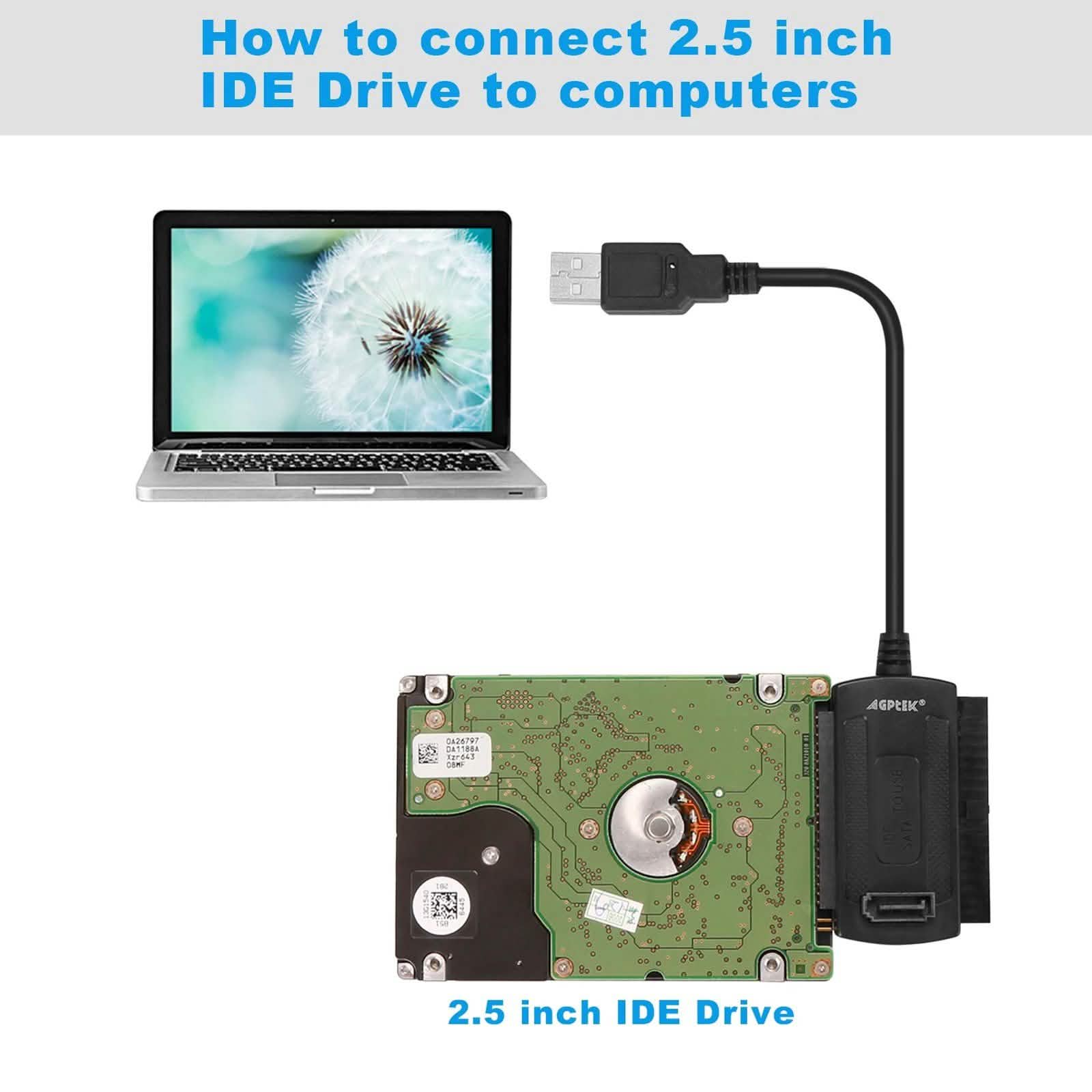 Câble adaptateur convertisseur SATA PATA IDE vers USB 2.0 pour disque dur 2,5" 3,5"
