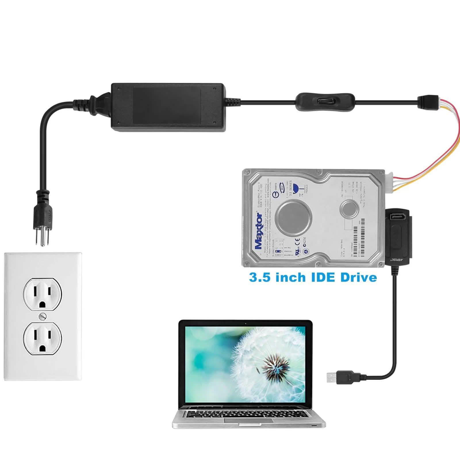 Câble adaptateur convertisseur SATA PATA IDE vers USB 2.0 pour disque dur 2,5" 3,5"