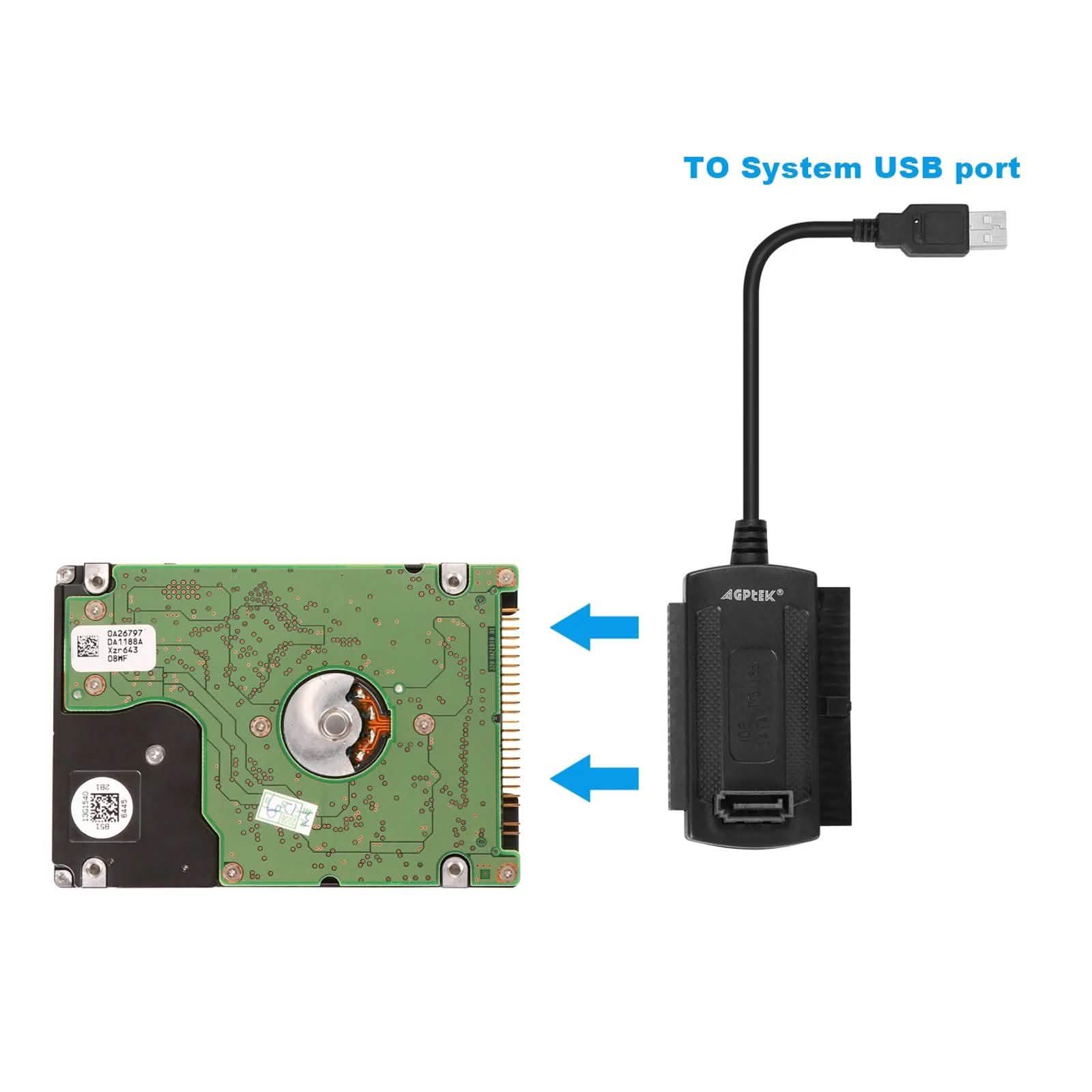Câble adaptateur convertisseur SATA PATA IDE vers USB 2.0 pour disque dur 2,5" 3,5"