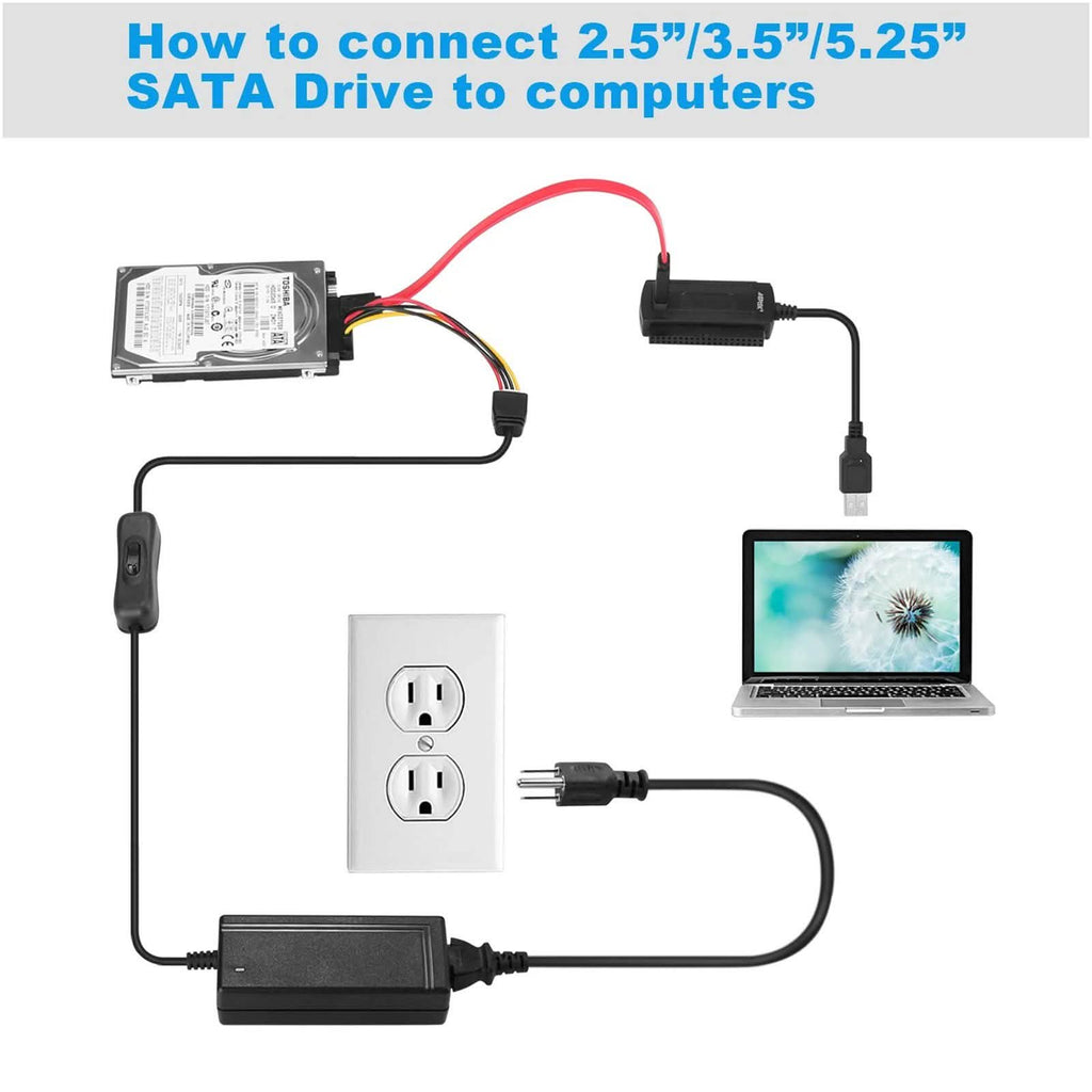 Câble adaptateur convertisseur SATA PATA IDE vers USB 2.0 pour disque dur 2,5" 3,5"