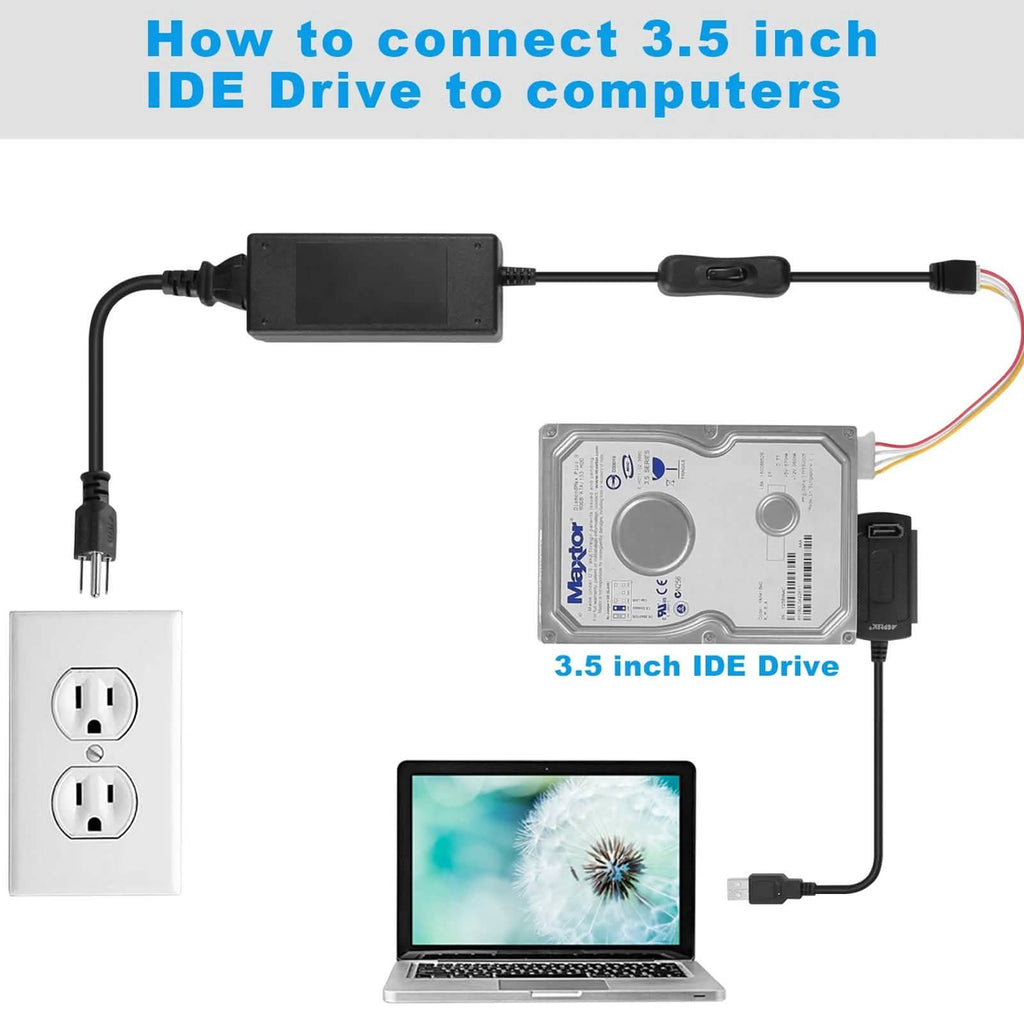 Câble adaptateur convertisseur SATA PATA IDE vers USB 2.0 pour disque dur 2,5" 3,5"