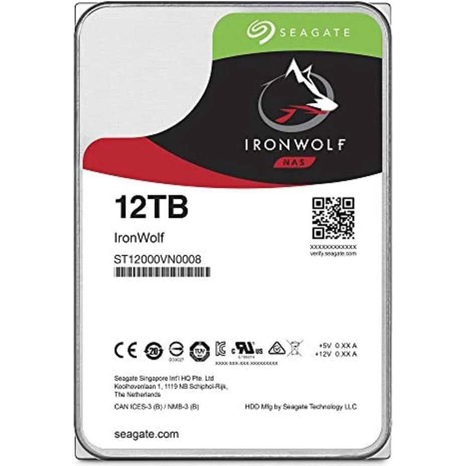 Disque dur interne Seagate IronWolf 12 To pour NAS – SATA 3,5 pouces (reconditionné)