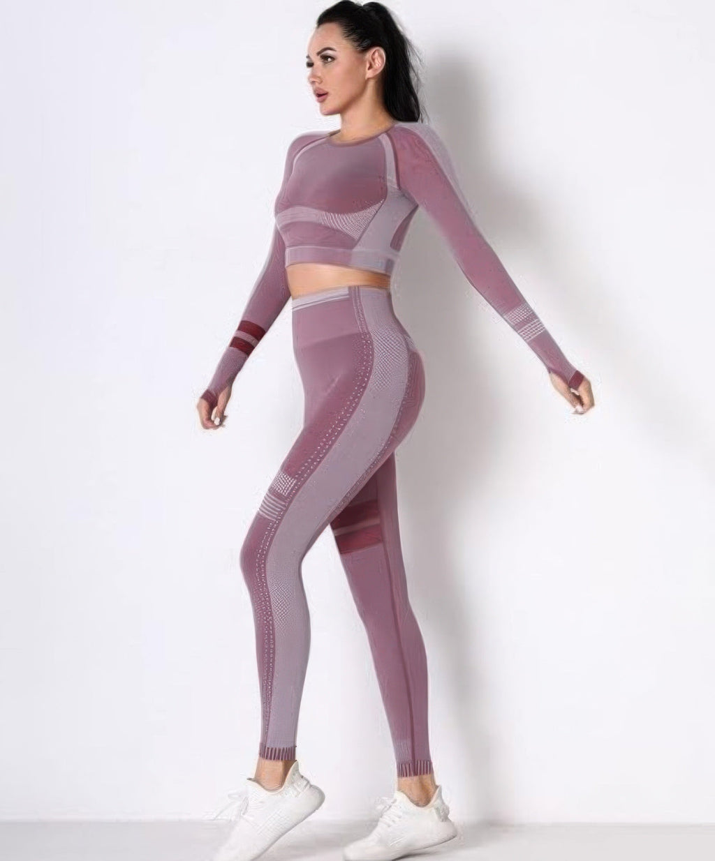 Ensemble de yoga uni sans coutures à manches longues