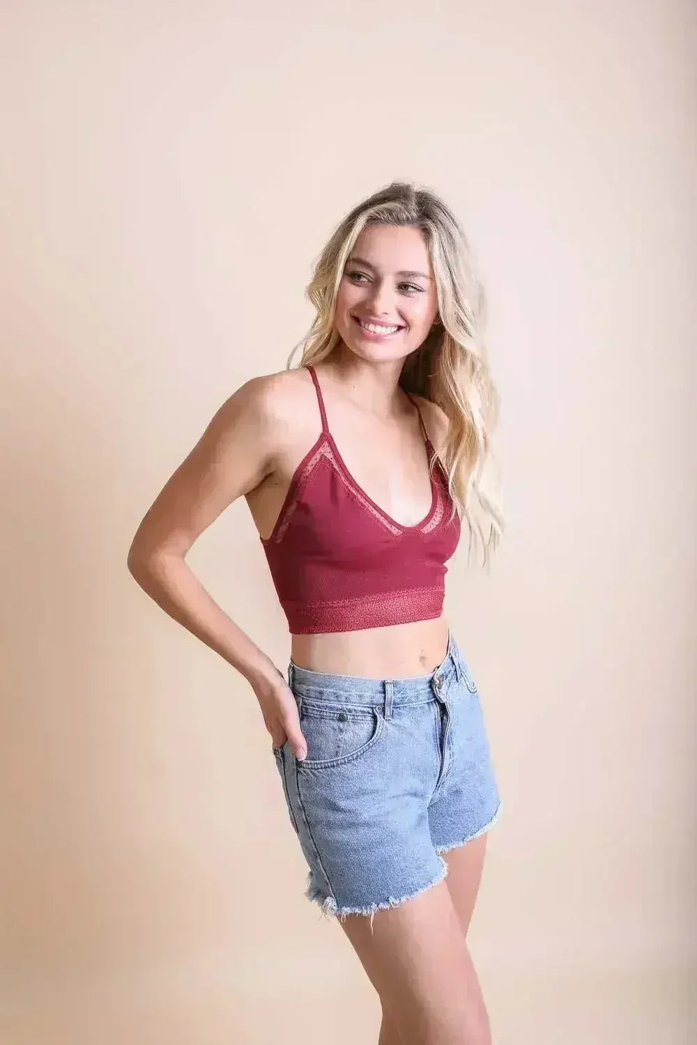 Bralette sans coutures en dentelle plumetis