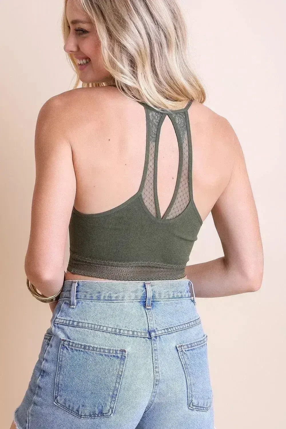 Bralette sans coutures en dentelle plumetis