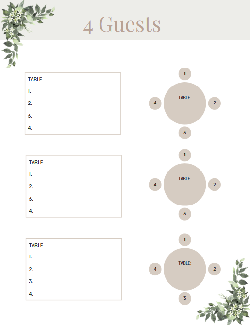 Modèle de plan de table de mariage de 80 pages – Organisateur modifiable dans Canva