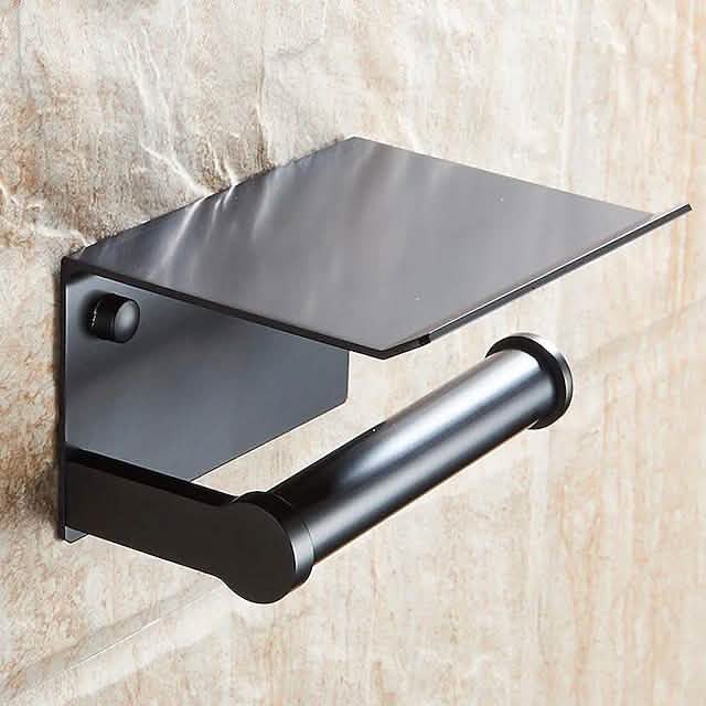 Porte-rouleau de papier toilette auto-adhésif avec étagère