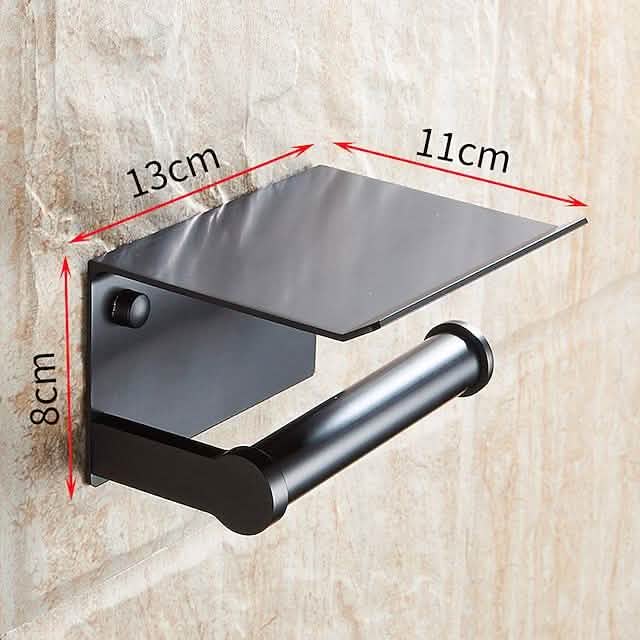 Porte-rouleau de papier toilette auto-adhésif avec étagère