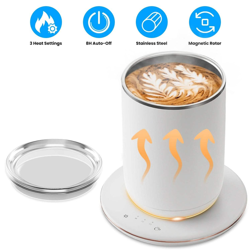 Mug à café auto-mélangeur avec couvercle, contrôle de la température, 3 réglages de chaleur