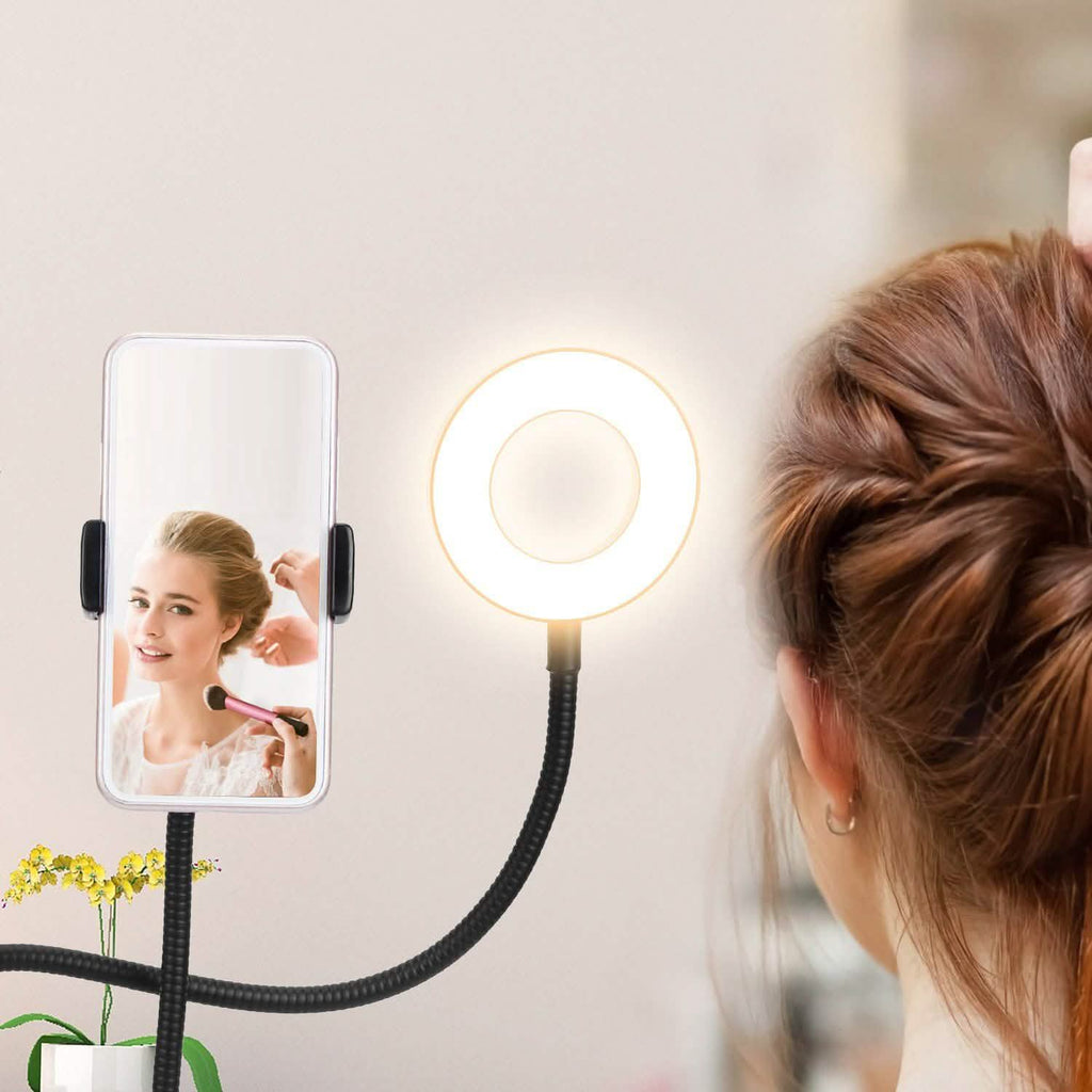 Anneau lumineux avec pince de support pour téléphone