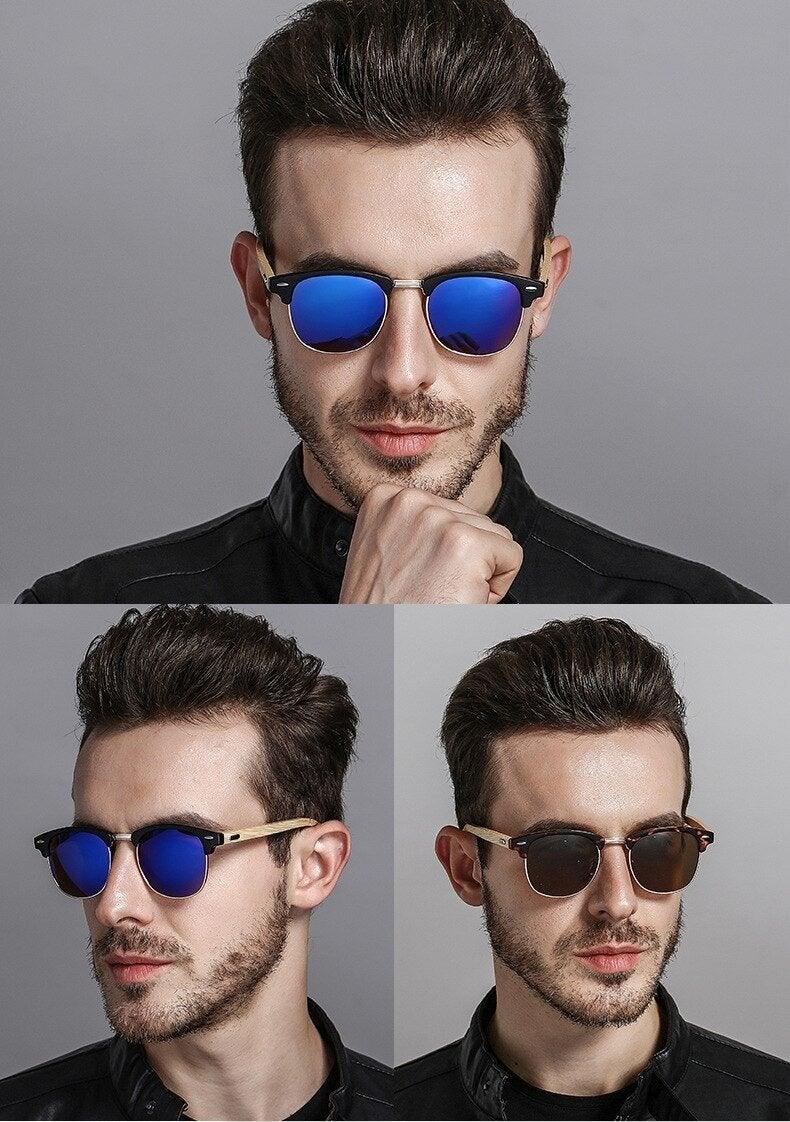 Lunettes de soleil de conduite à monture semi-cerclée pour hommes, noires, design professionnel, élégantes et cool, polarisées. Lunettes de soleil de conduite rétro, nouvelles, pour l'extérieur, rondes, élégantes, confortables.