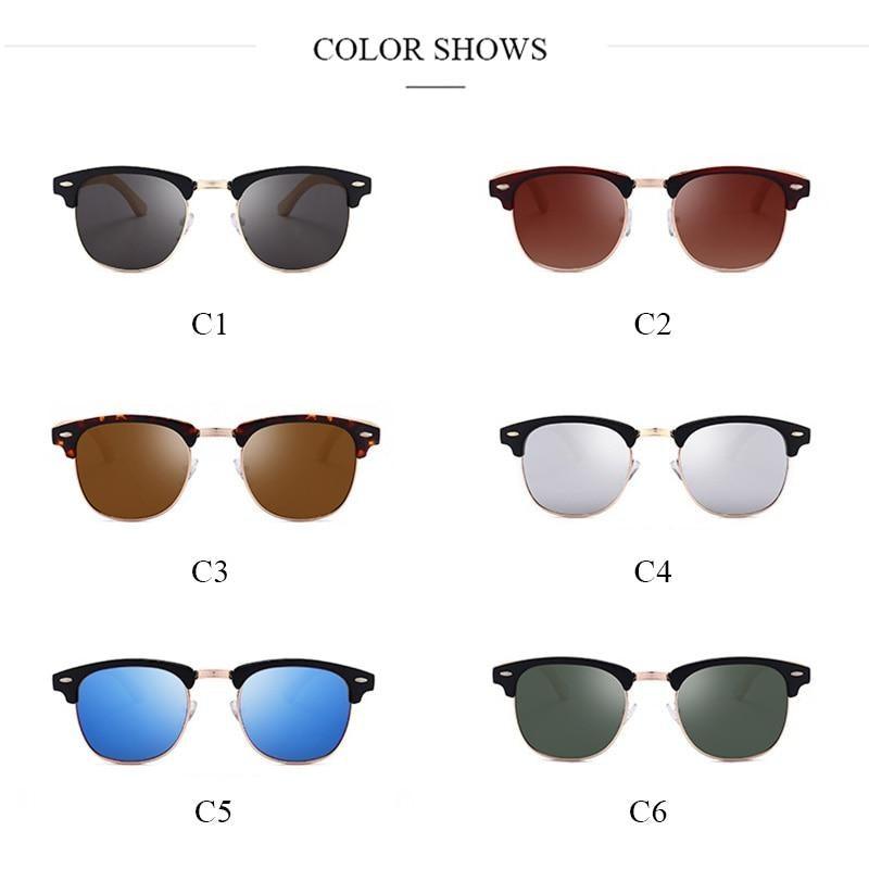 Lunettes de soleil de conduite à monture semi-cerclée pour hommes, noires, design professionnel, élégantes et cool, polarisées. Lunettes de soleil de conduite rétro, nouvelles, pour l'extérieur, rondes, élégantes, confortables.