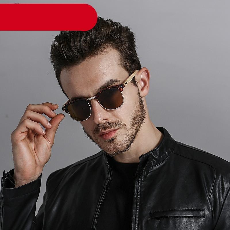 Lunettes de soleil de conduite à monture semi-cerclée pour hommes, noires, design professionnel, élégantes et cool, polarisées. Lunettes de soleil de conduite rétro, nouvelles, pour l'extérieur, rondes, élégantes, confortables.