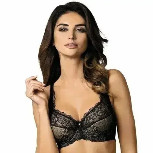 Soutien-gorge rembourré en dentelle semi-transparente Gorteks Scarlet Black