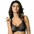 Soutien-gorge rembourré en dentelle semi-transparente Gorteks Scarlet Black