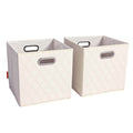Lot de 2 : Boîtes de rangement pliables en similicuir à motif diamant de 28-33 cm