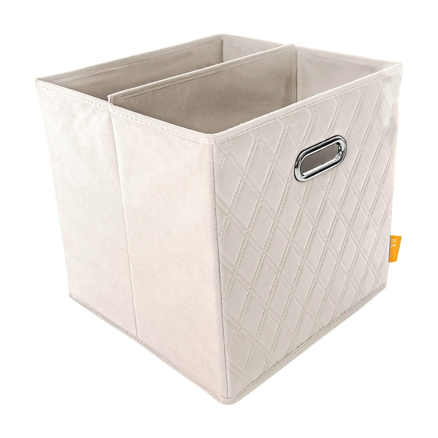 Lot de 2 : Boîtes de rangement pliables en similicuir à motif diamant de 28-33 cm