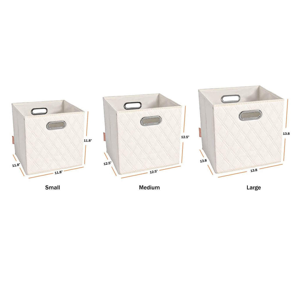 Lot de 2 : Boîtes de rangement pliables en similicuir à motif diamant de 28-33 cm