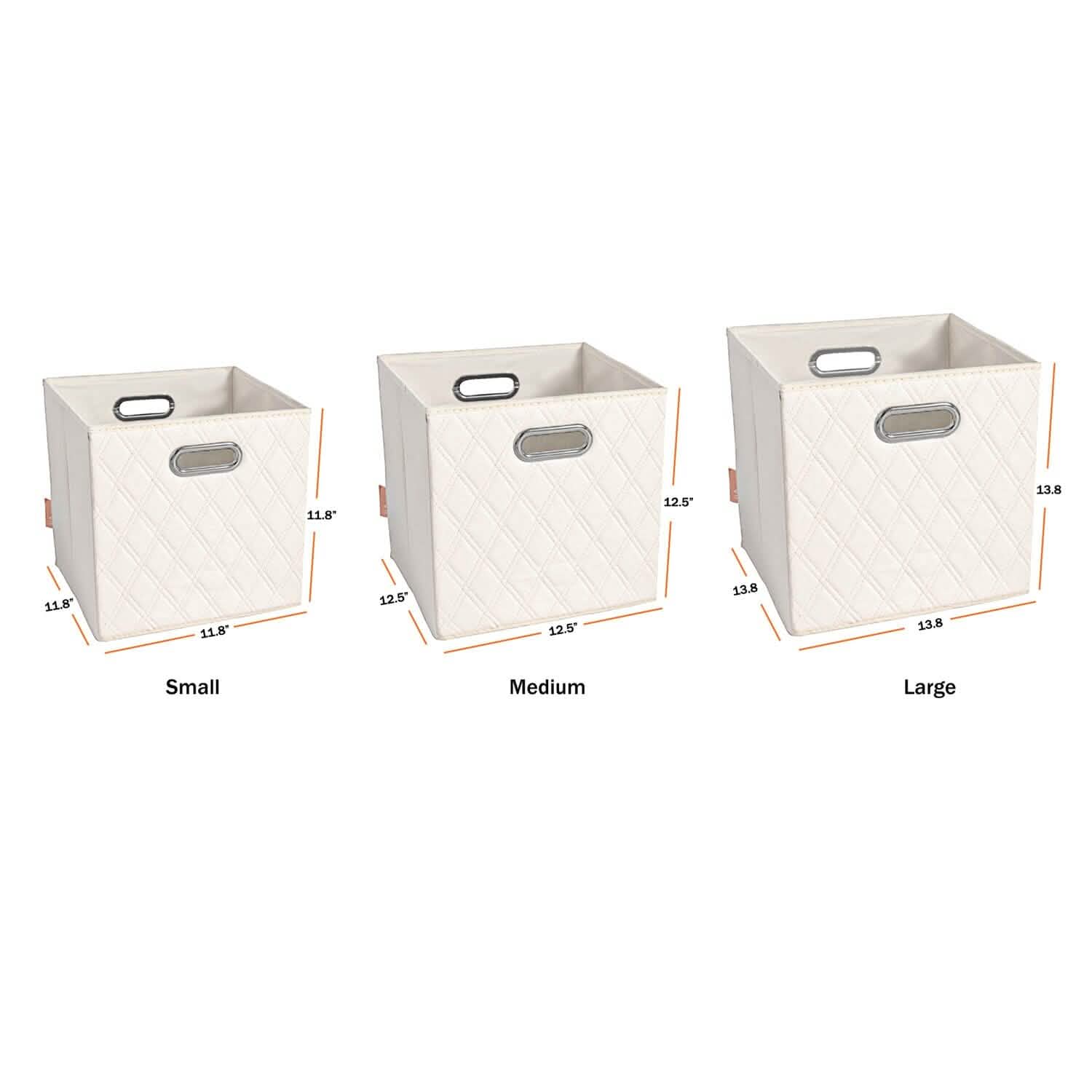 Lot de 2 : Boîtes de rangement pliables en similicuir à motif diamant de 28-33 cm