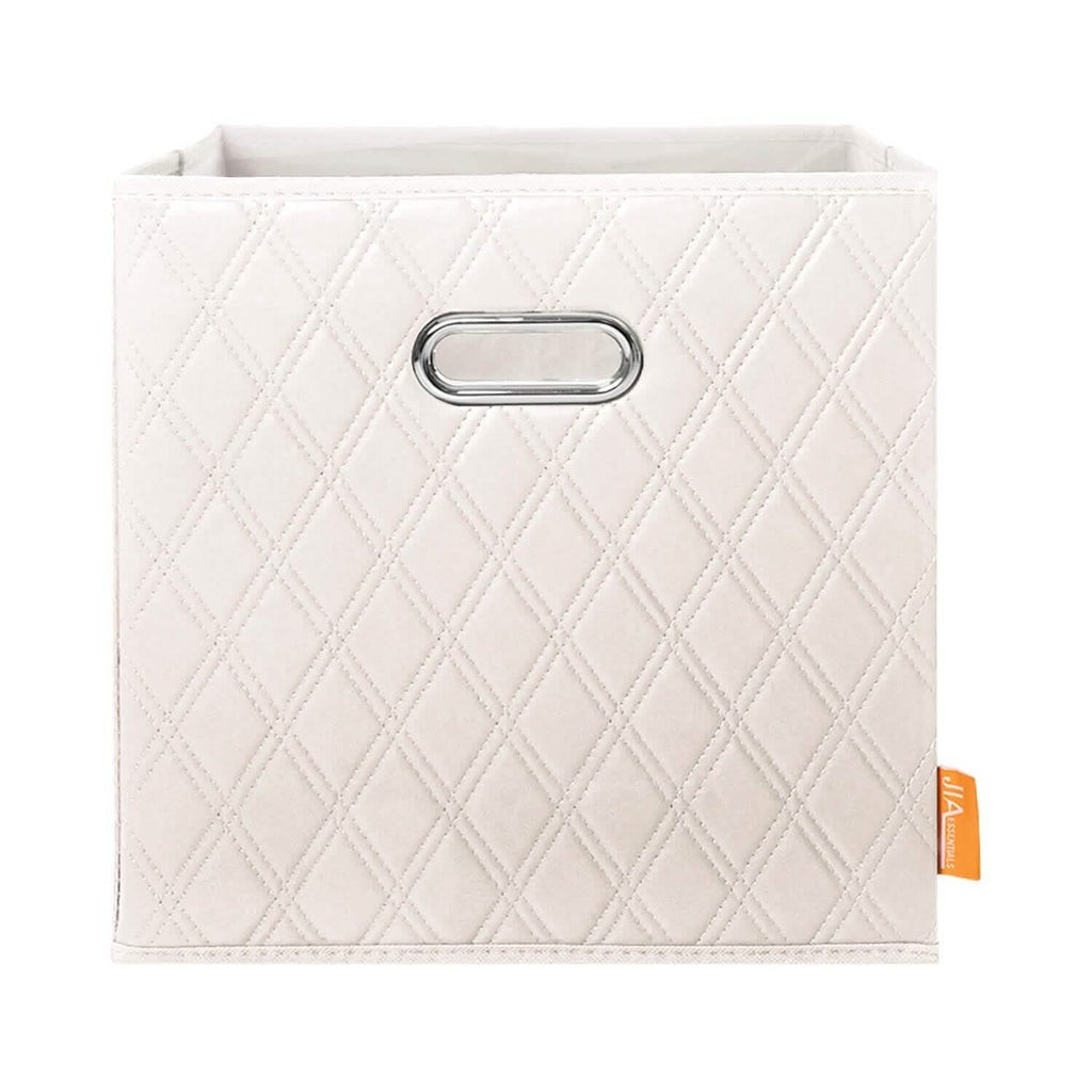 Lot de 2 : Boîtes de rangement pliables en similicuir à motif diamant de 28-33 cm