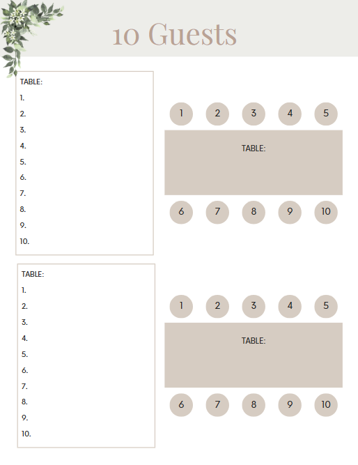 Modèle de plan de table de mariage de 80 pages – Organisateur modifiable dans Canva