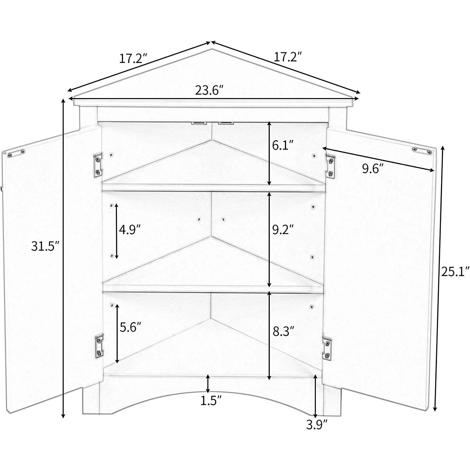 Étagère d'angle Triangle, Meuble d'angle Triangle
