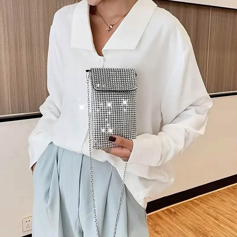 Sac bandoulière étincelant avec strass