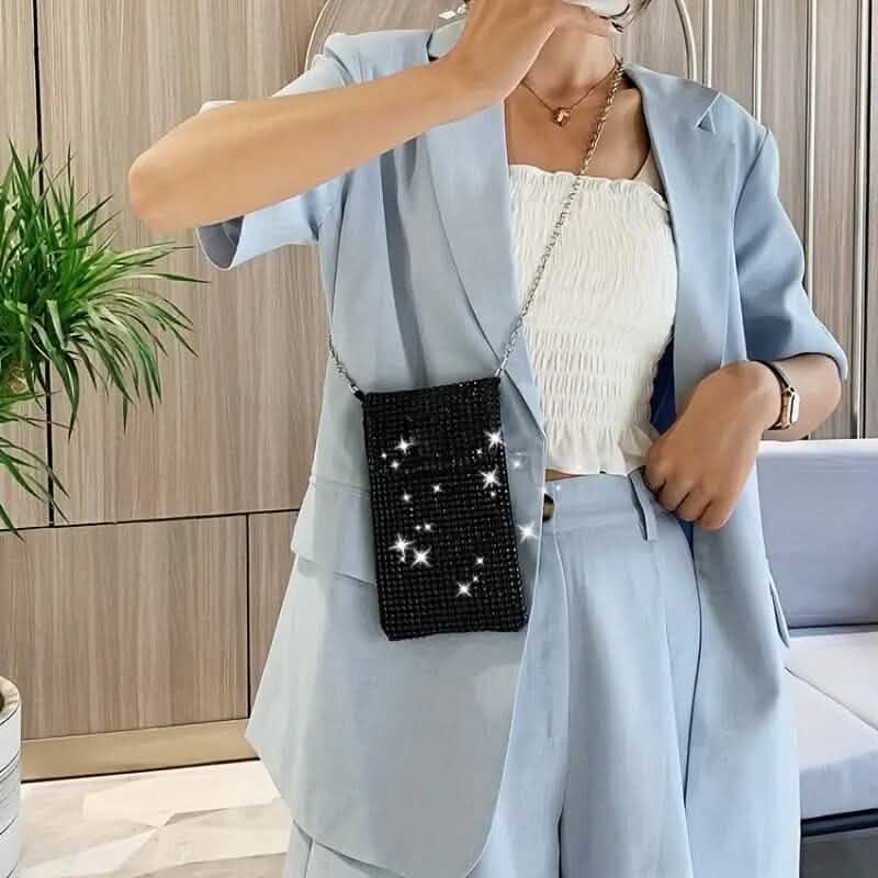 Sac bandoulière étincelant avec strass