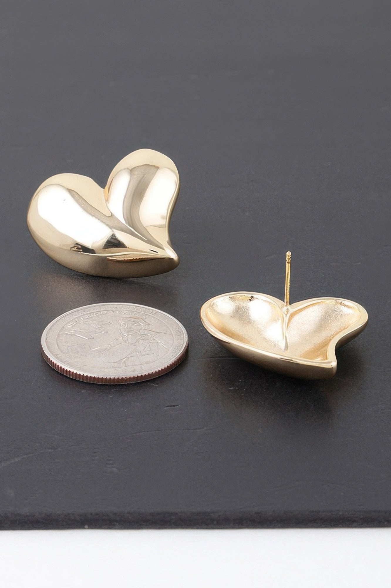 Boucles d'oreilles double cœur brillantes