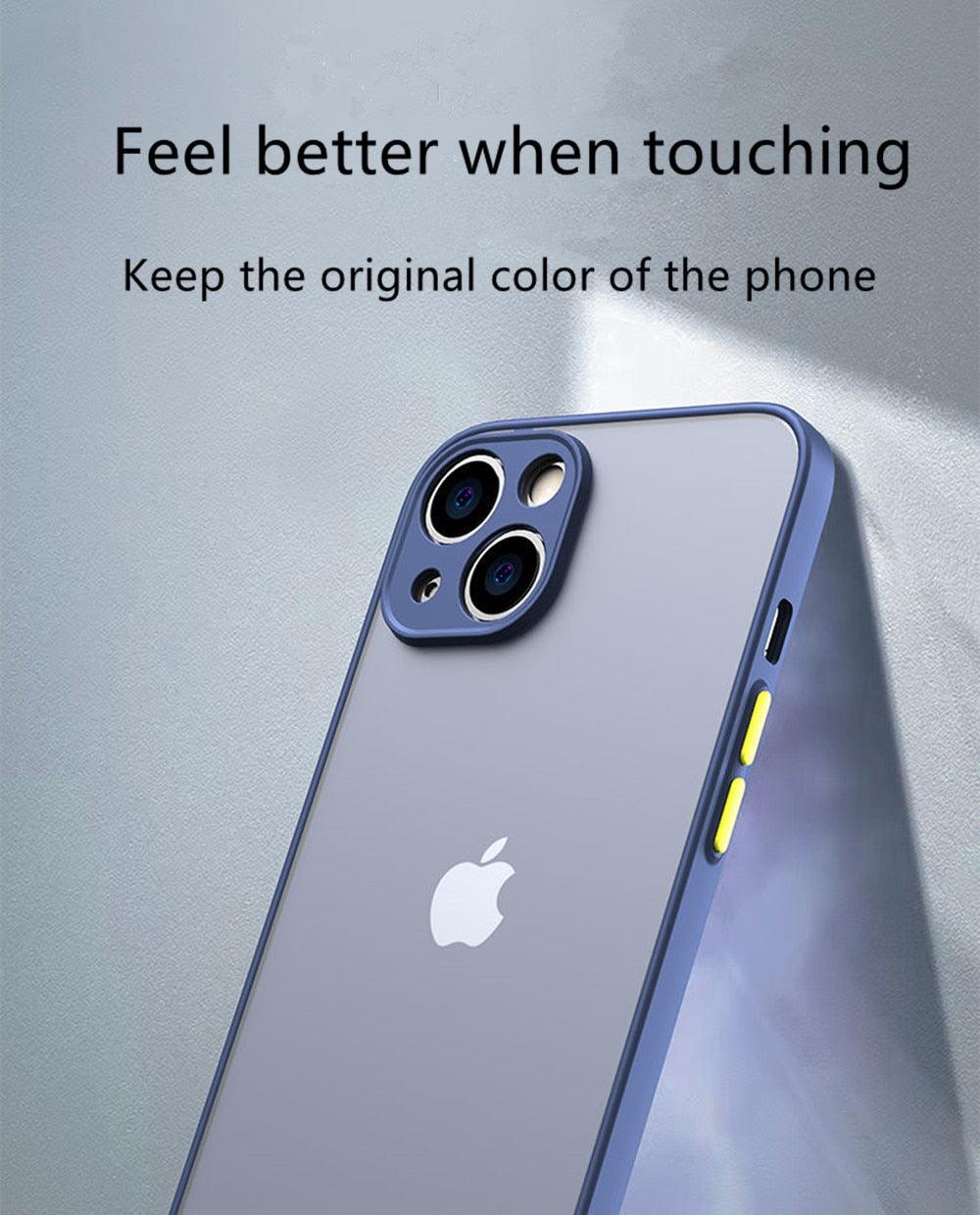 Coque antichoc pour iPhone 14 13 12 11 Pro Max XR XS X, noire, de luxe, avec pare-chocs en silicone, coque arrière rigide transparente