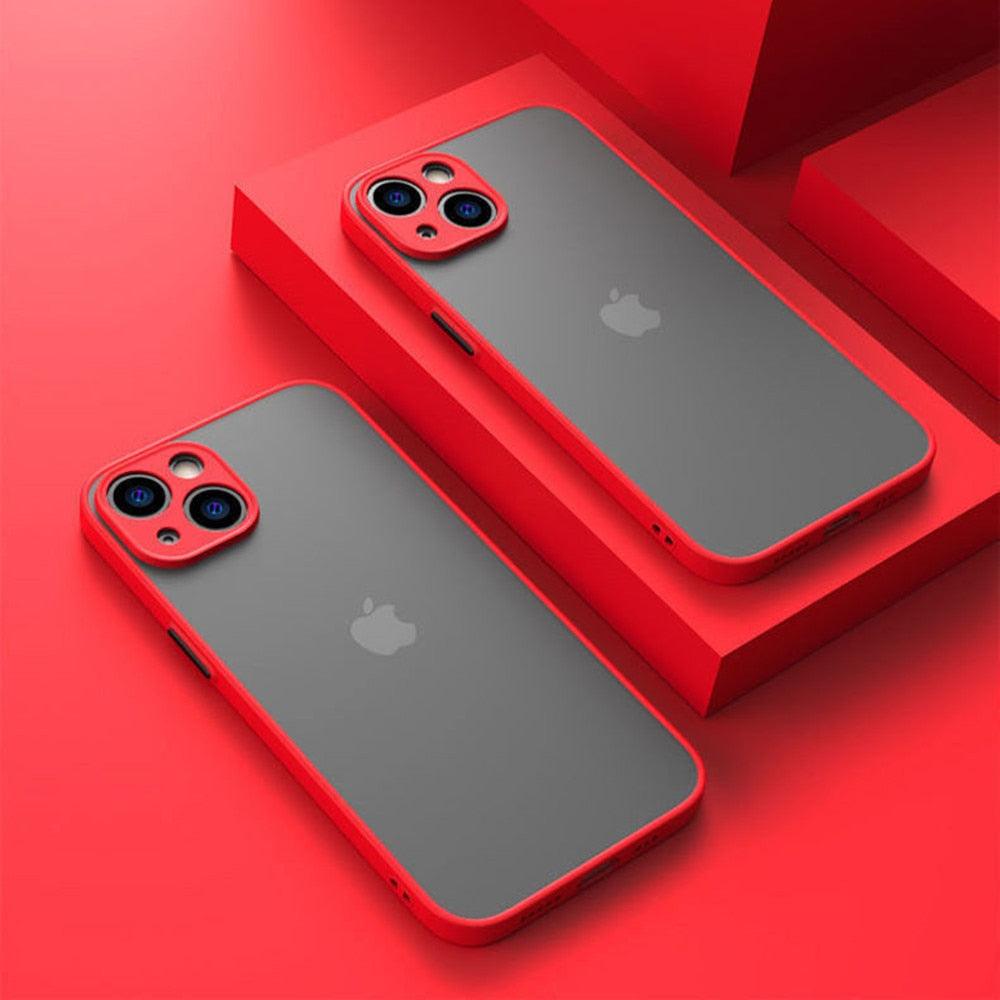 Coque antichoc pour iPhone 14 13 12 11 Pro Max XR XS X, noire, de luxe, avec pare-chocs en silicone, coque arrière rigide transparente