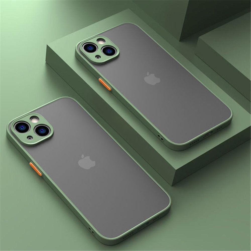 Coque antichoc pour iPhone 14 13 12 11 Pro Max XR XS X, noire, de luxe, avec pare-chocs en silicone, coque arrière rigide transparente