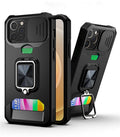 Coque antichoc avec béquille et support robuste compatible avec iPhone 14 Pro Max, étui de protection anti-chute pour téléphone portable avec poussoir de carte, coque de protection à anneau pour iPhone 13 12 11 Pro Max