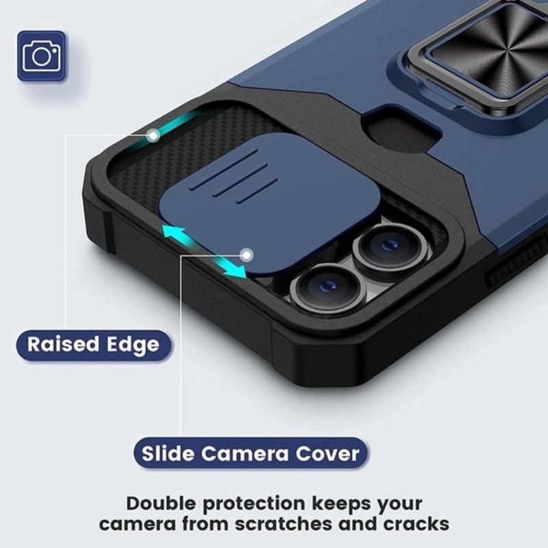 Coque antichoc avec béquille et support robuste compatible avec iPhone 14 Pro Max, étui de protection anti-chute pour téléphone portable avec poussoir de carte, coque de protection à anneau pour iPhone 13 12 11 Pro Max