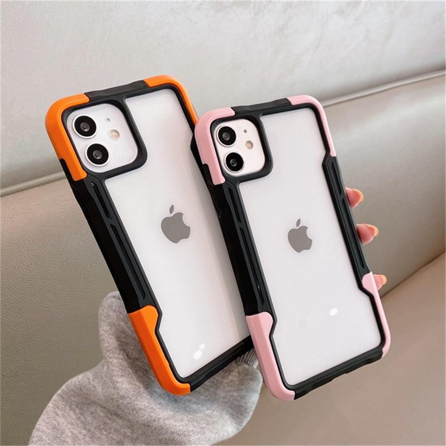 Coque de téléphone antichoc pour iPhone 12 11 13 Pro Max Coque transparente pour iPhone 11 12 13 Housse de protection complète rigide souple 360 degrés Design de luxe simple Housse de téléphone brillante pour iPhone