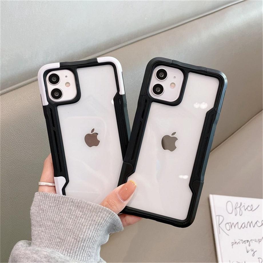 Coque de téléphone antichoc pour iPhone 12 11 13 Pro Max Coque transparente pour iPhone 11 12 13 Housse de protection complète rigide souple 360 degrés Design de luxe simple Housse de téléphone brillante pour iPhone