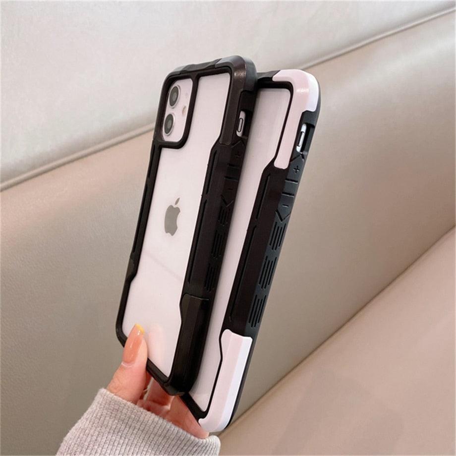Coque de téléphone antichoc pour iPhone 12 11 13 Pro Max Coque transparente pour iPhone 11 12 13 Housse de protection complète rigide souple 360 degrés Design de luxe simple Housse de téléphone brillante pour iPhone
