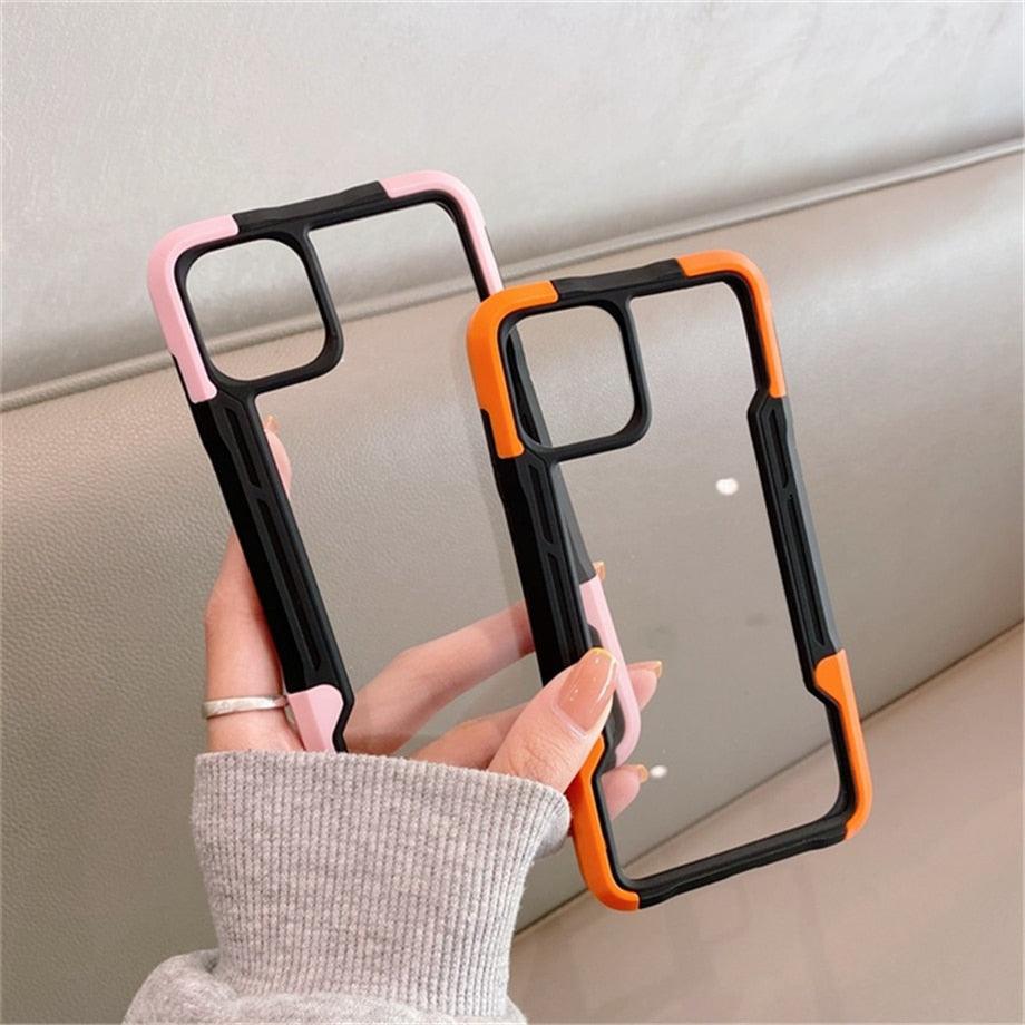 Coque de téléphone antichoc pour iPhone 12 11 13 Pro Max Coque transparente pour iPhone 11 12 13 Housse de protection complète rigide souple 360 degrés Design de luxe simple Housse de téléphone brillante pour iPhone
