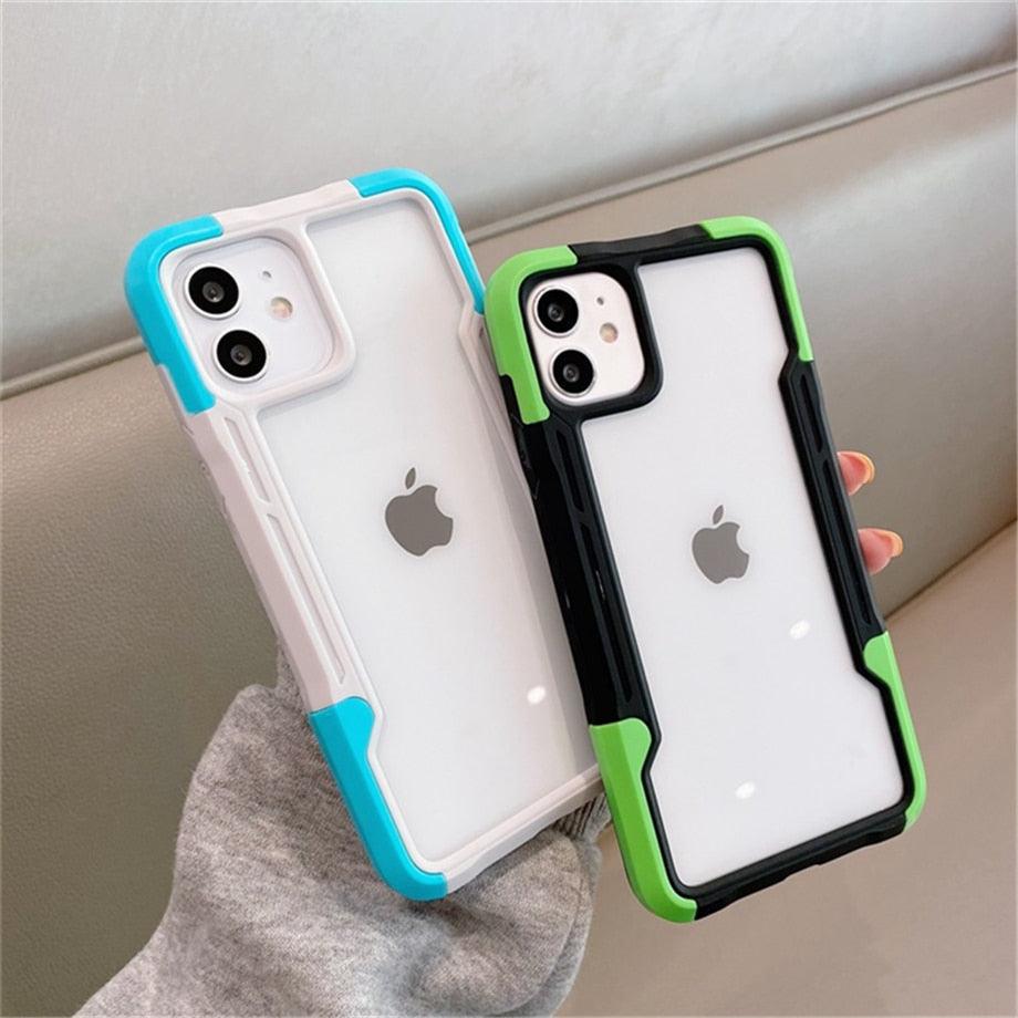 Coque de téléphone antichoc pour iPhone 12 11 13 Pro Max Coque transparente pour iPhone 11 12 13 Housse de protection complète rigide souple 360 degrés Design de luxe simple Housse de téléphone brillante pour iPhone