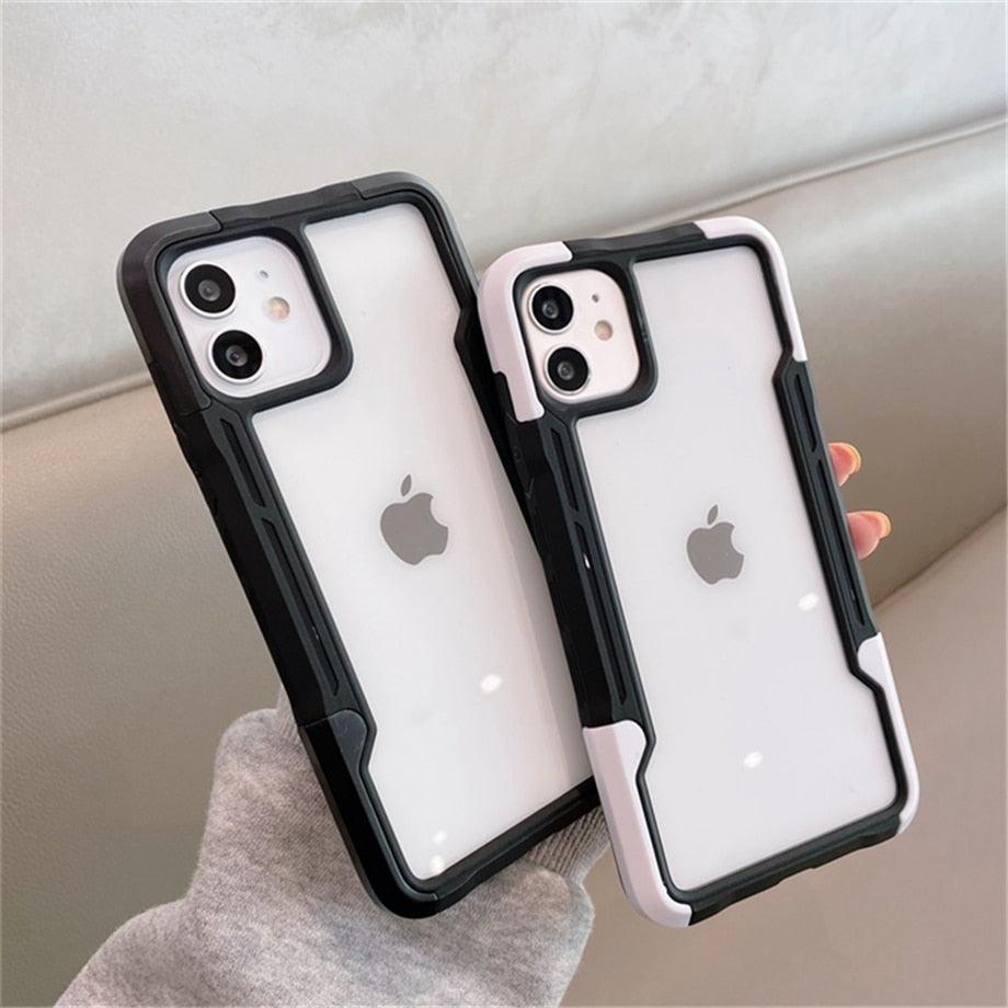 Coque de téléphone antichoc pour iPhone 12 11 13 Pro Max Coque transparente pour iPhone 11 12 13 Housse de protection complète rigide souple 360 degrés Design de luxe simple Housse de téléphone brillante pour iPhone