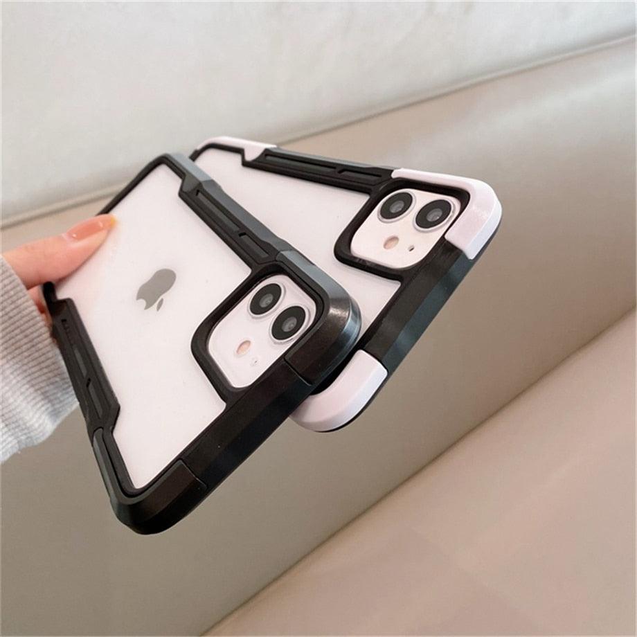 Coque de téléphone antichoc pour iPhone 12 11 13 Pro Max Coque transparente pour iPhone 11 12 13 Housse de protection complète rigide souple 360 degrés Design de luxe simple Housse de téléphone brillante pour iPhone