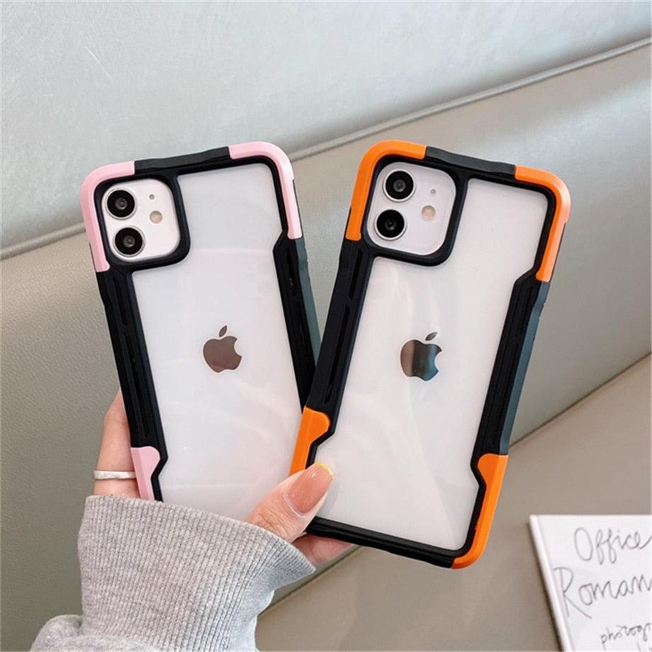 Coque de téléphone antichoc pour iPhone 12 11 13 Pro Max Coque transparente pour iPhone 11 12 13 Housse de protection complète rigide souple 360 degrés Design de luxe simple Housse de téléphone brillante pour iPhone