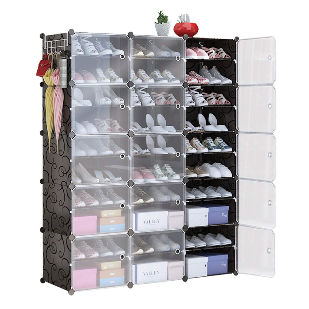 Meuble à chaussures avec portes transparentes