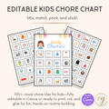 Tableau des tâches modifiable pour enfants – Modèle Canva avec plus de 100 fiches de tâches visuelles imprimables