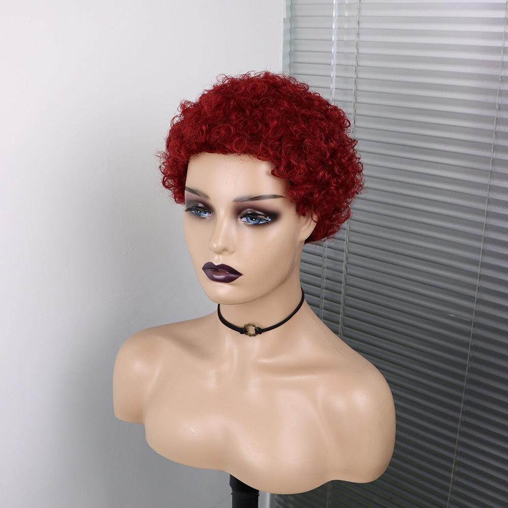 Perruques Courtes Cheveux Bouclés Coupe Pixie Cheveux Humains Brésiliens Pour Femmes Noires Noir Naturel 150% Densité Perruque Cheveux Humains Frisés Crépus Afro Sans Colle Pour Femmes Noires Cadeaux Pour Petites Amies