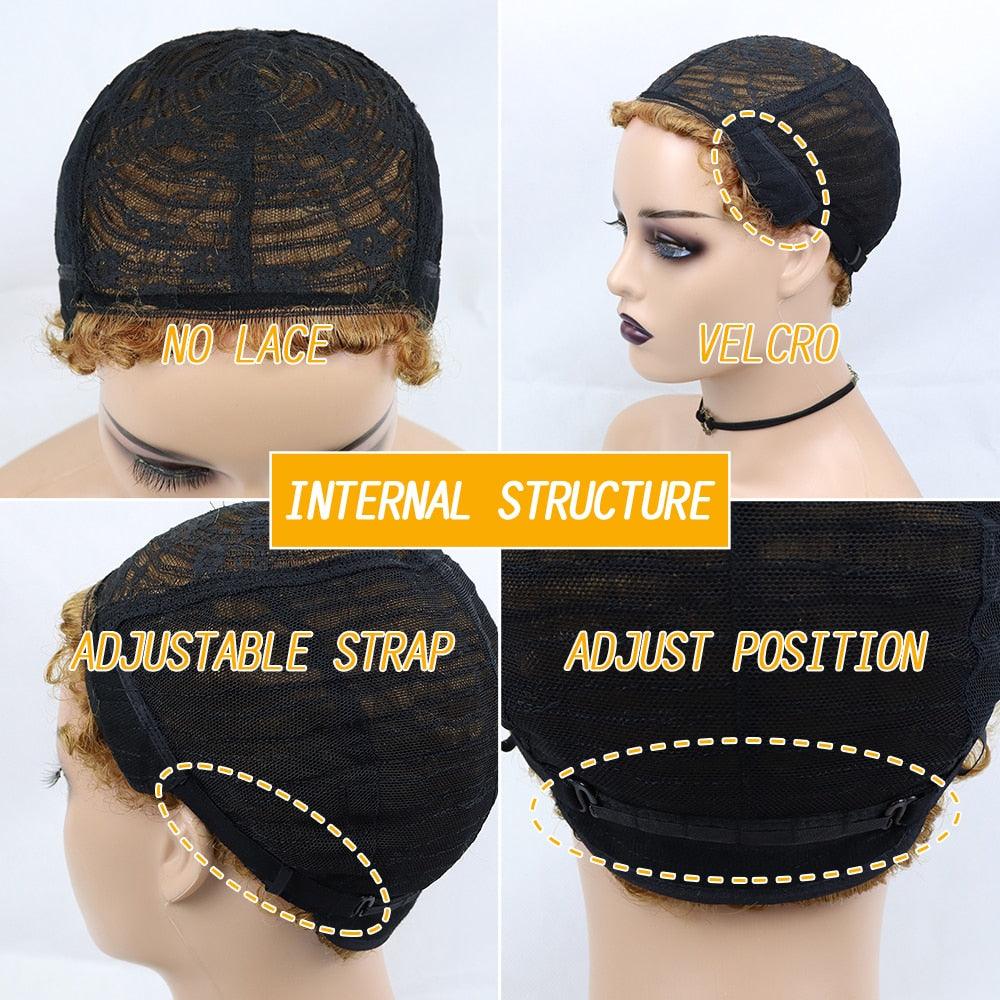 Perruques Courtes Cheveux Bouclés Coupe Pixie Cheveux Humains Brésiliens Pour Femmes Noires Noir Naturel 150% Densité Perruque Cheveux Humains Frisés Crépus Afro Sans Colle Pour Femmes Noires Cadeaux Pour Petites Amies
