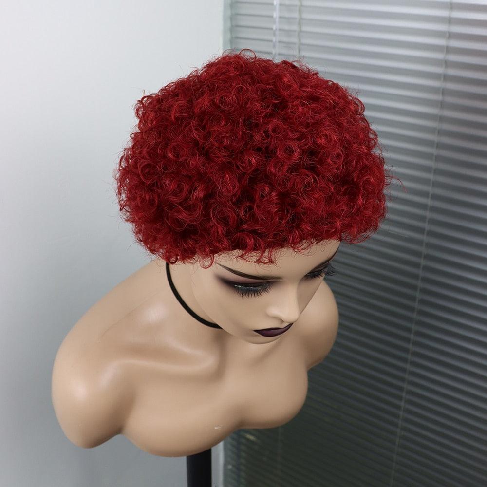 Perruques Courtes Cheveux Bouclés Coupe Pixie Cheveux Humains Brésiliens Pour Femmes Noires Noir Naturel 150% Densité Perruque Cheveux Humains Frisés Crépus Afro Sans Colle Pour Femmes Noires Cadeaux Pour Petites Amies